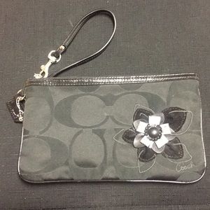 Coach larger wristlet with flower